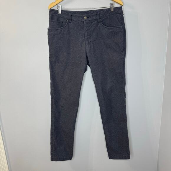 Lululemon ABC Slim Tech Canvas Pants Heathered Deep Navy Stretch Men's 34x32 - Picture 2 of 9